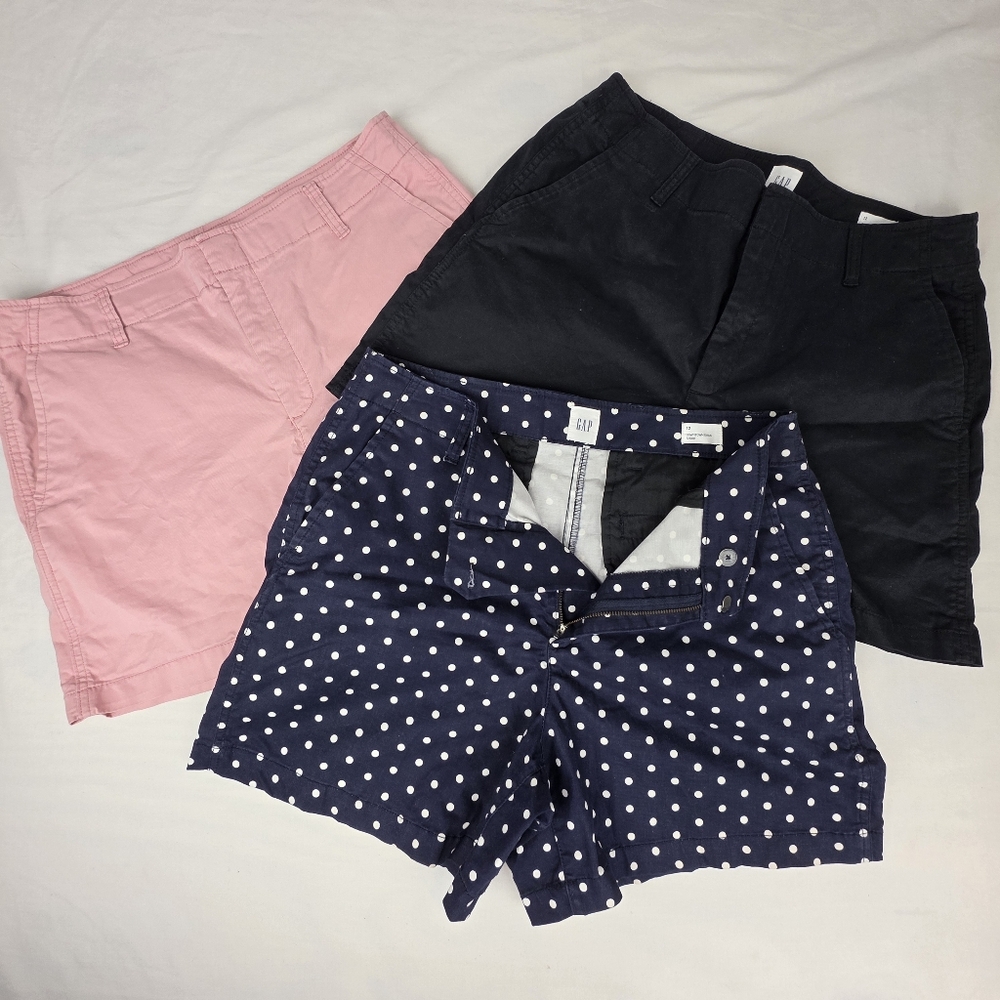 Gap Women's Downtown Bermuda Shorts 3 PAIRS Size 12 Preppy Polkadot Barbiecore